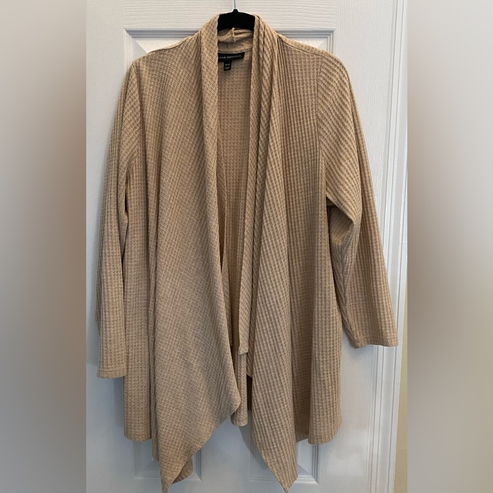 Lane Bryant Open Draped Cardigan  Plus Size 18/20 - Beige - waffle texture
